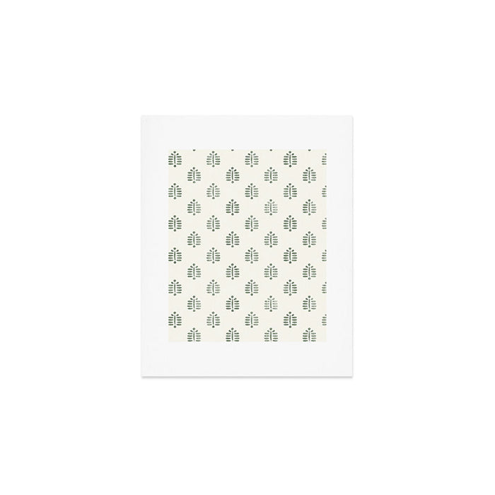 block print palm in sage on cream Art Print Gallery Image 1