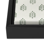 block print palm in sage on cream Framed Canvas Print Gallery Image 3