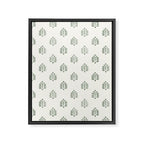 block print palm in sage on cream Framed Canvas Print Gallery Image 8