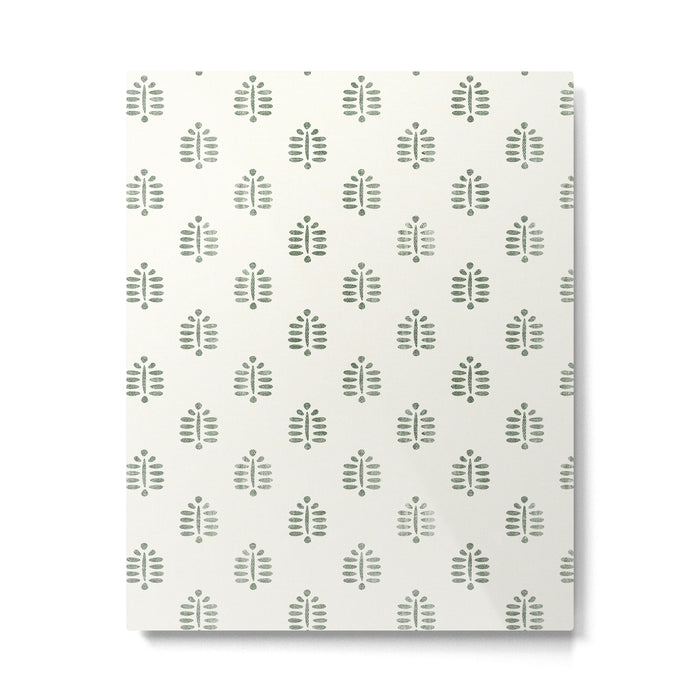 block print palm in sage on cream Metal Print Gallery Image 1
