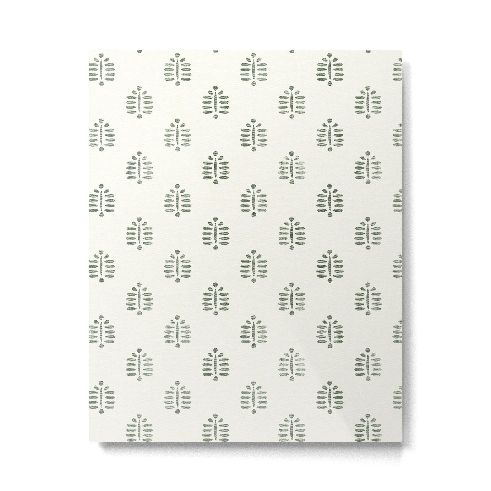 block print palm in sage on cream Metal Print Gallery Image 6