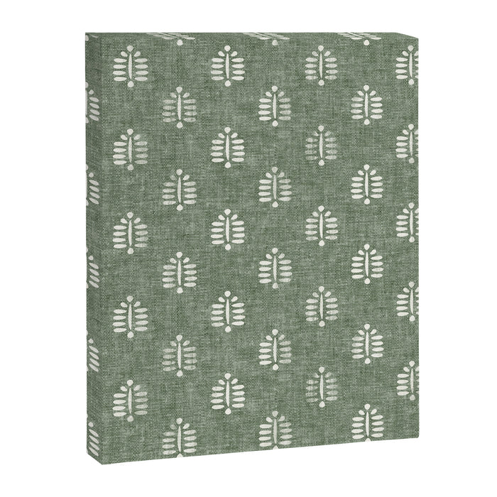block print palm on sage Canvas Print Gallery Image 1