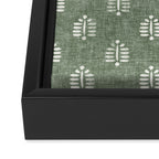 block print palm on sage Framed Canvas Print Gallery Image 3