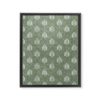 block print palm on sage Framed Canvas Print Gallery Image 8