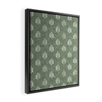 block print palm on sage Framed Canvas Print Gallery Image 2