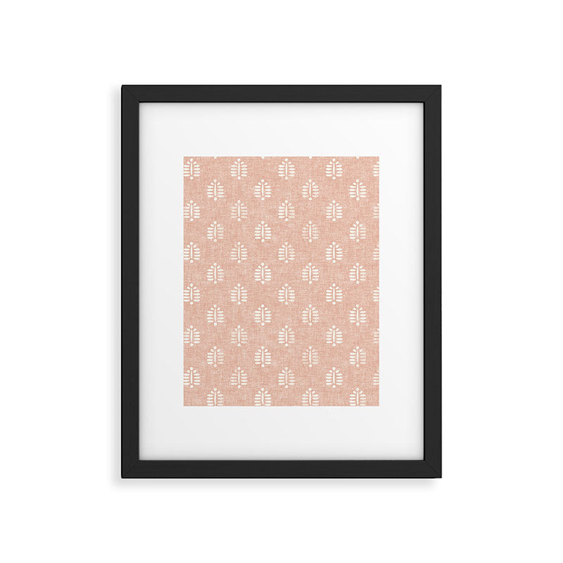 block print palms on blush Framed Art Print Gallery Image 6