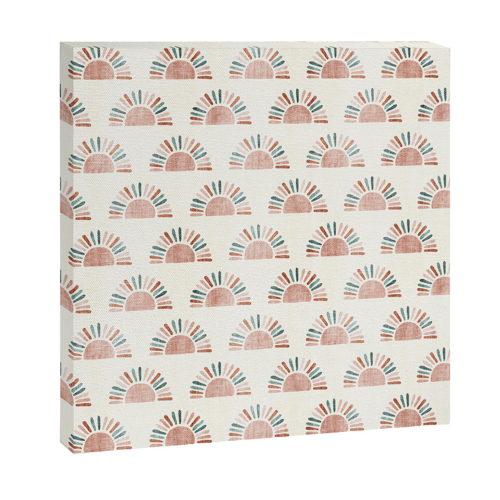 block print suns - jade and dusty rose Canvas Print Gallery Image 3