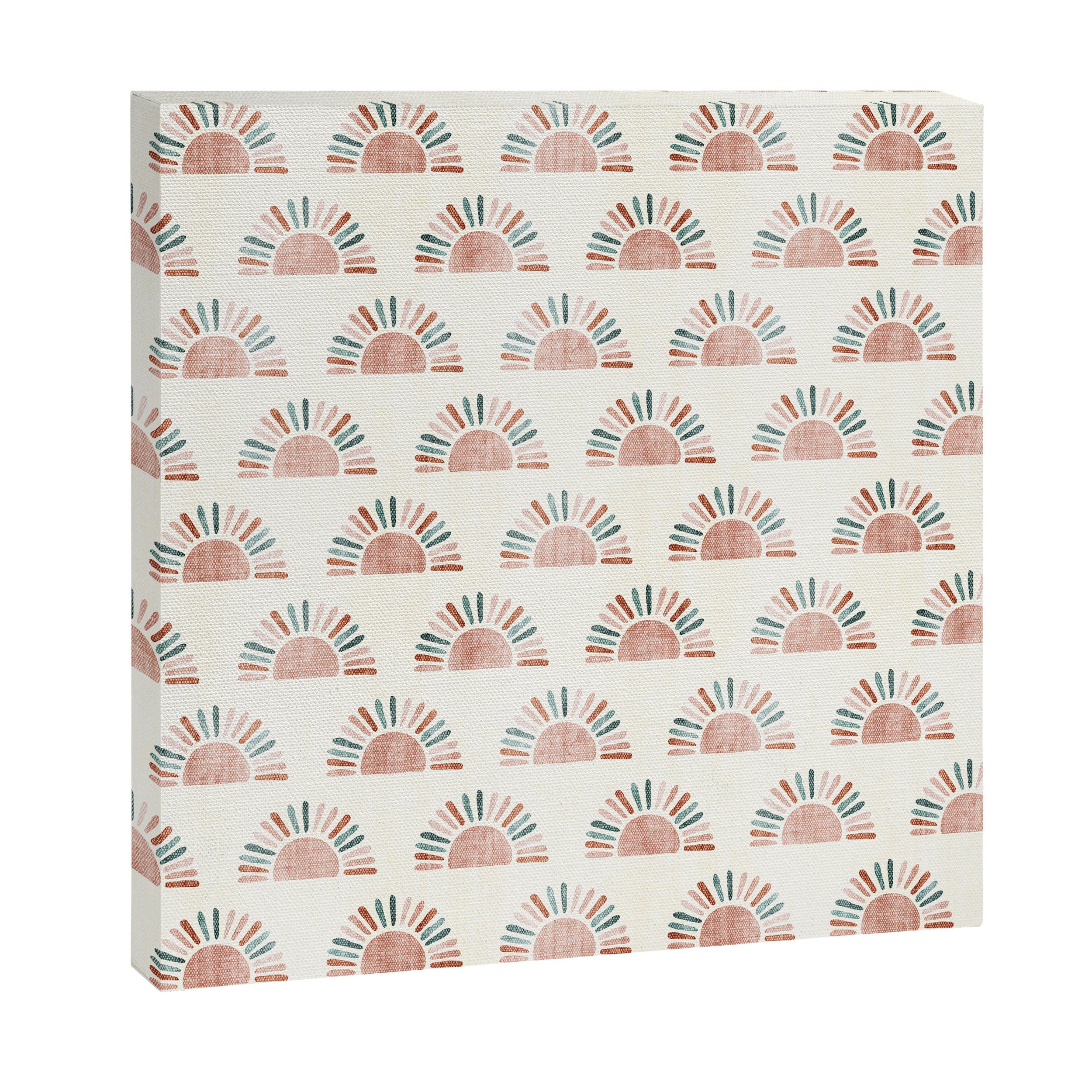 block print suns - jade and dusty rose Canvas Print Gallery Image 3