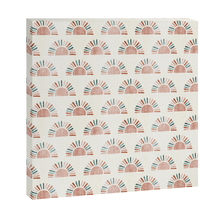 block print suns - jade and dusty rose Canvas Print Gallery Image 1
