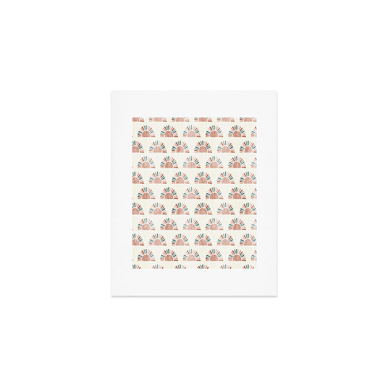 block print suns - jade and dusty rose Art Print Gallery Image 1