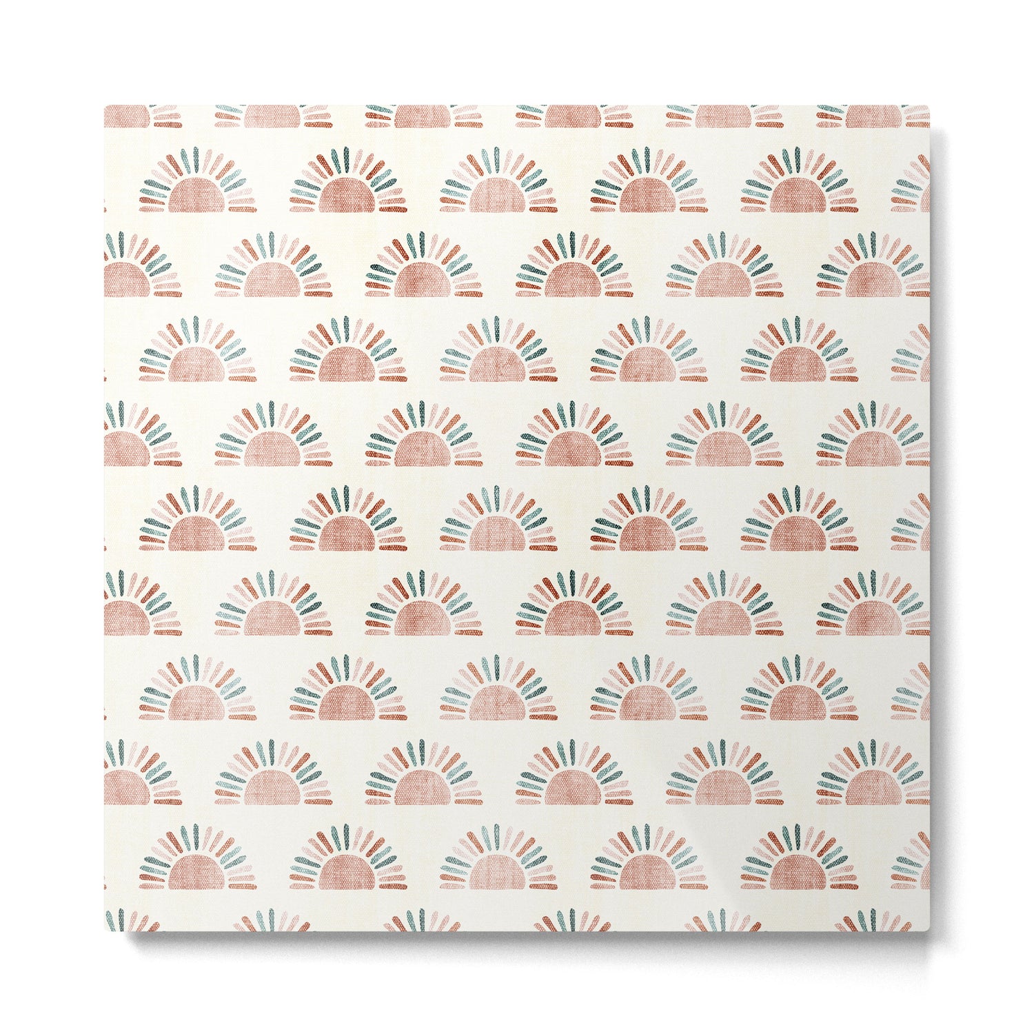 block print suns - jade and dusty rose Metal Print Gallery Image 2