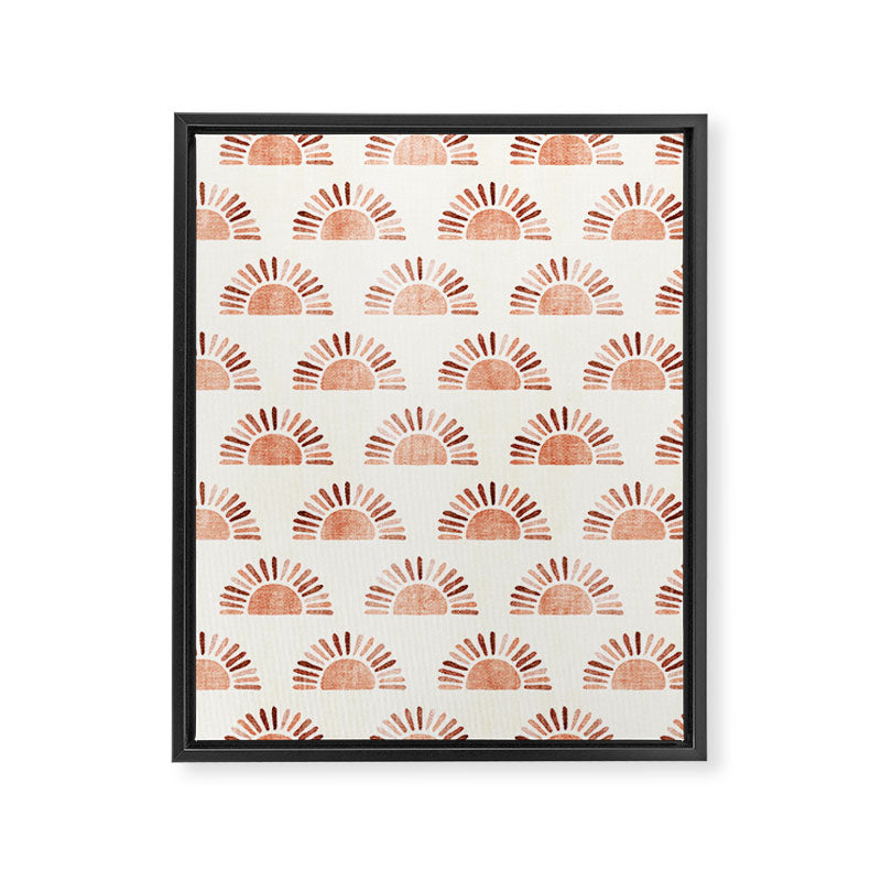 block print suns - multi colored terra cotta Framed Canvas Print Gallery Image 8