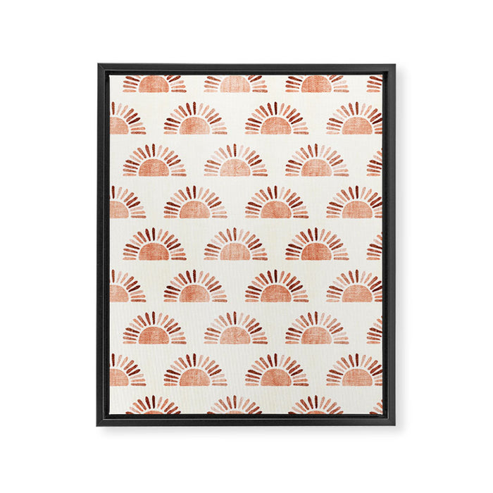 block print suns - multi colored terra cotta Framed Canvas Print Gallery Image 1