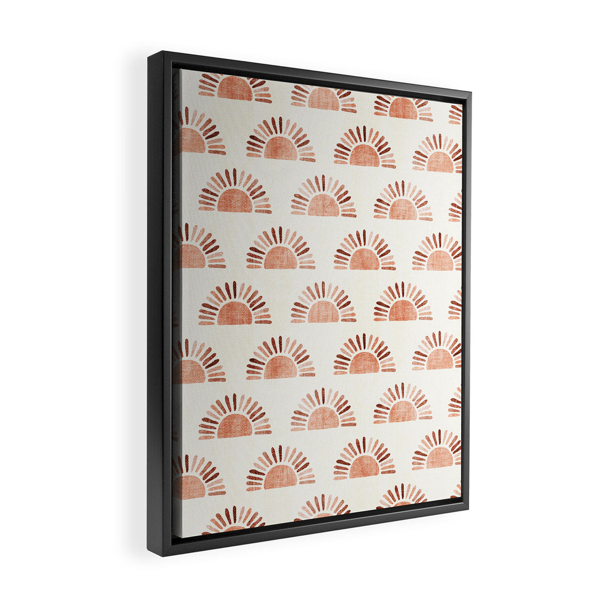 block print suns - multi colored terra cotta Framed Canvas Print Gallery Image 2