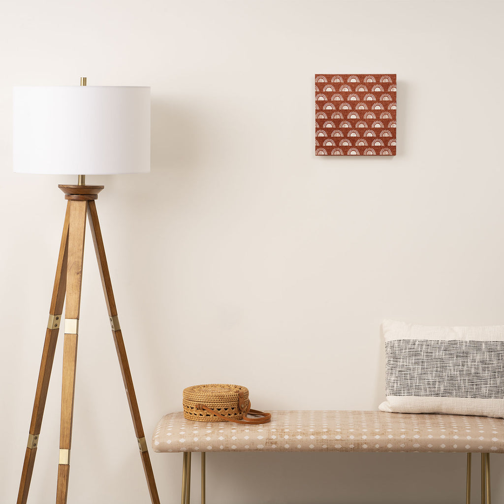 block print suns on rust Canvas Print Gallery Image 2