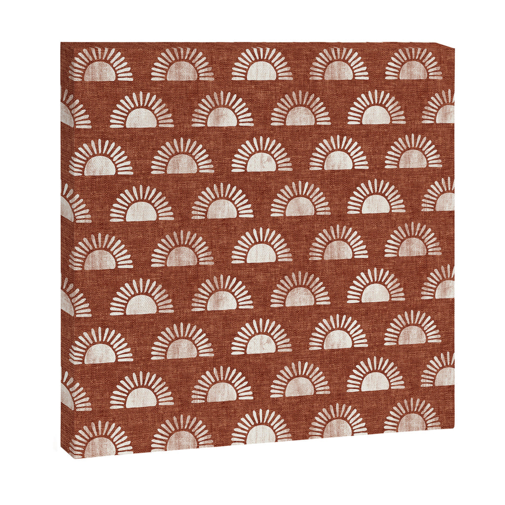block print suns on rust Canvas Print Gallery Image 3
