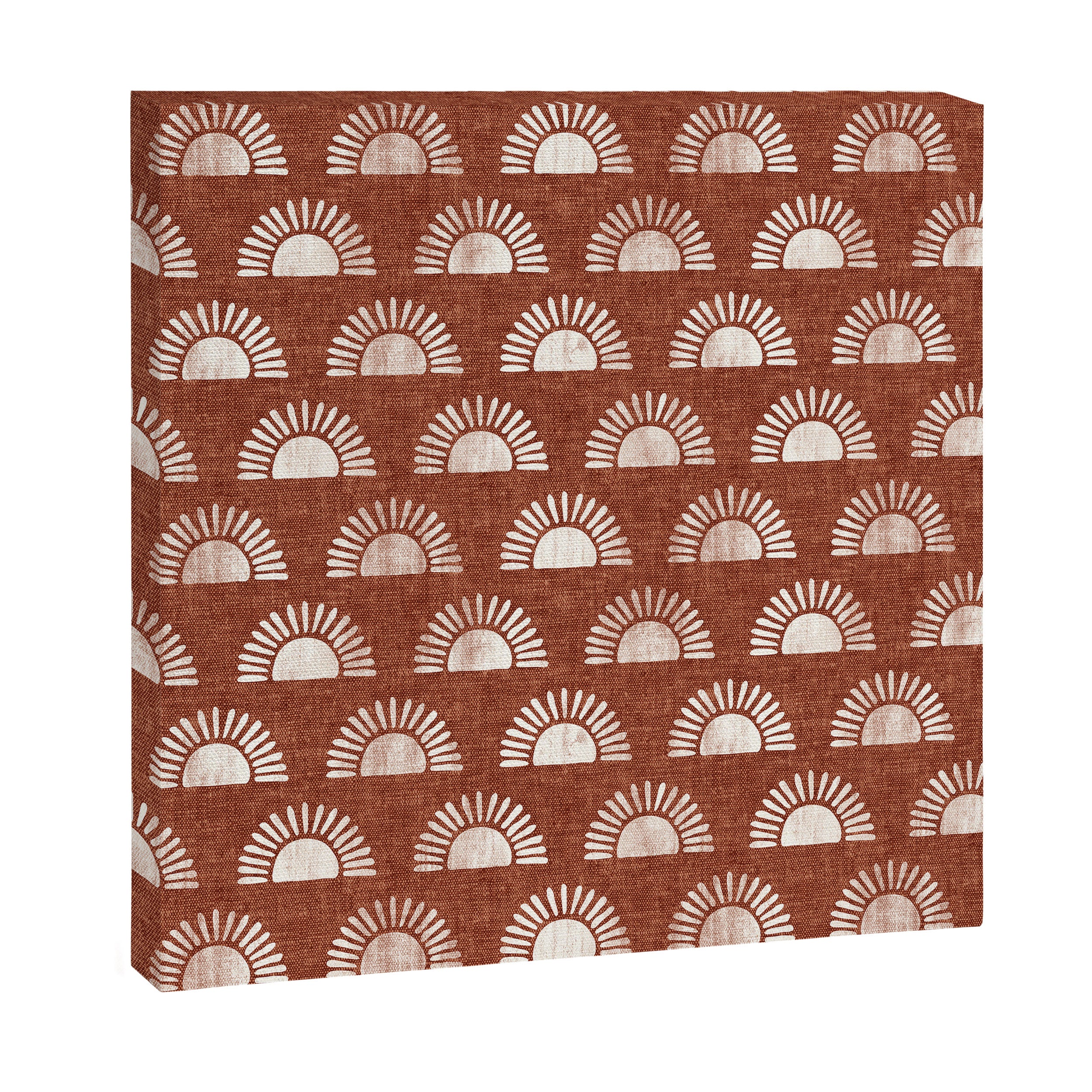 block print suns on rust Canvas Print Gallery Image 3