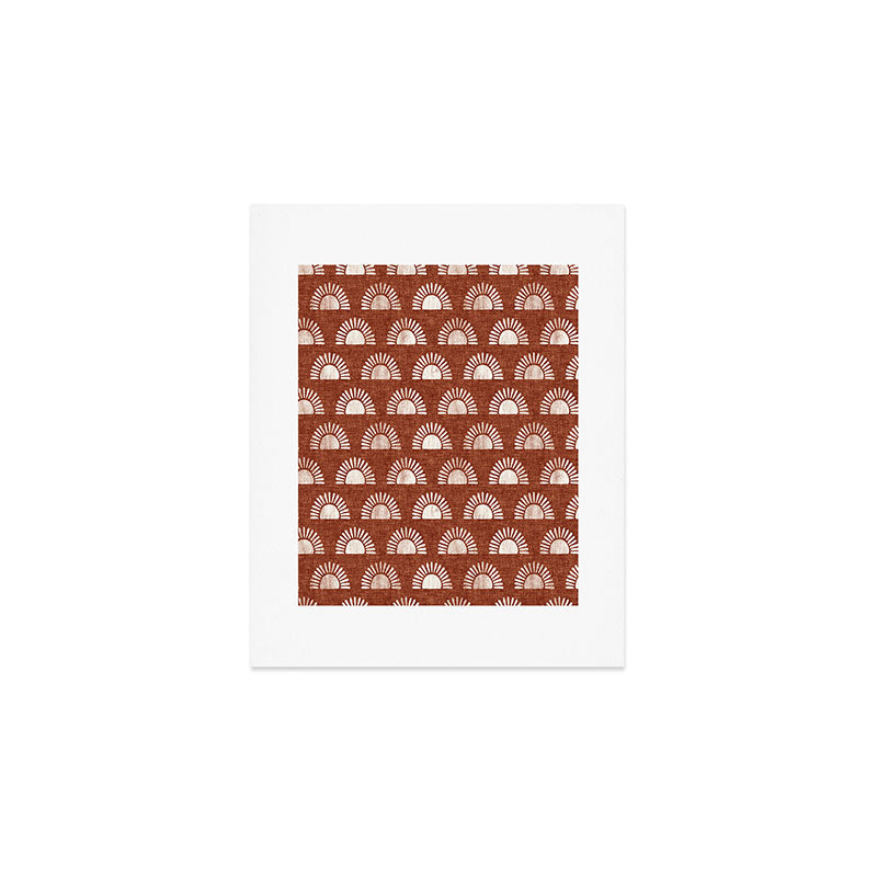 block print suns on rust Art Print Gallery Image 1