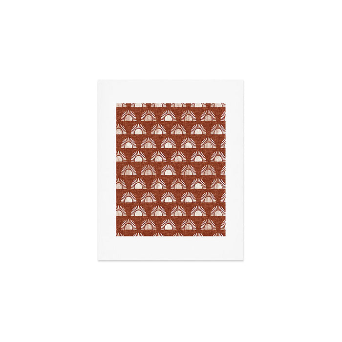 block print suns on rust Art Print Gallery Image 1