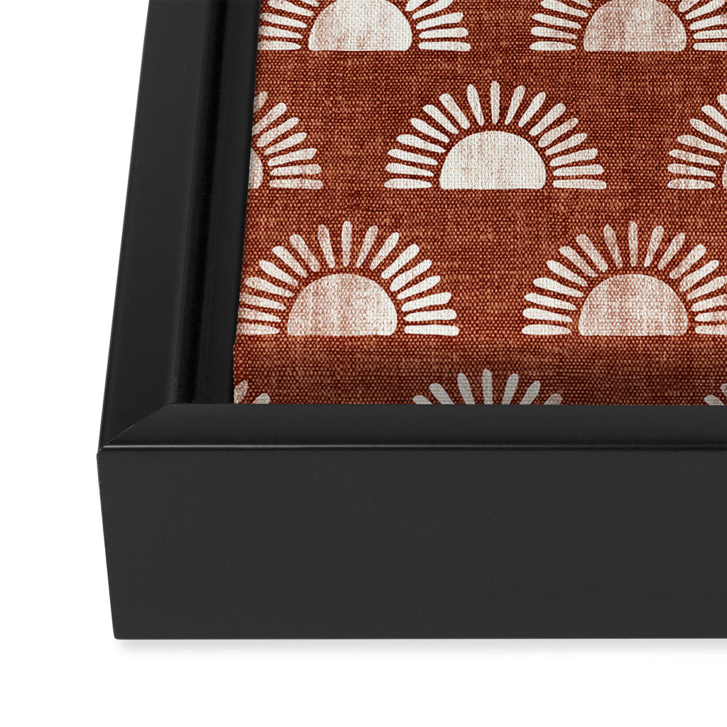 block print suns on rust Framed Canvas Print Gallery Image 2