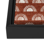 block print suns on rust Framed Canvas Print Gallery Image 2