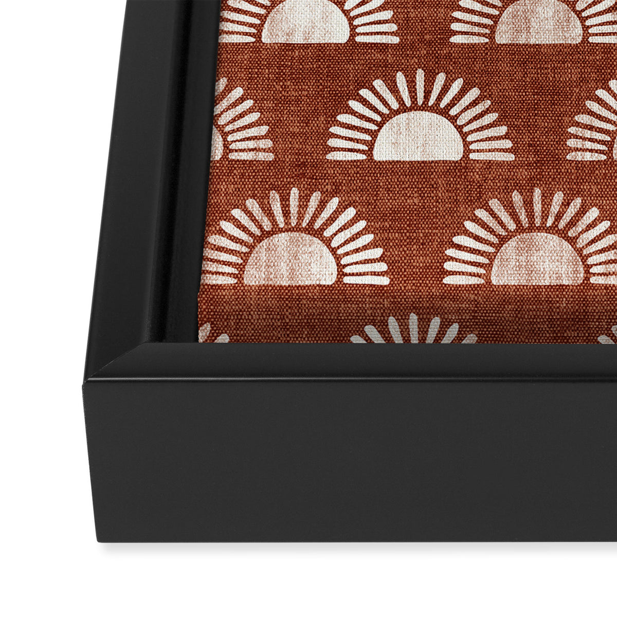 block print suns on rust Framed Canvas Print Gallery Image 2
