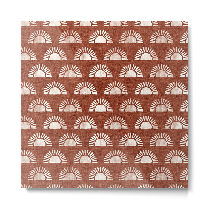 block print suns on rust Metal Print Gallery Image 1