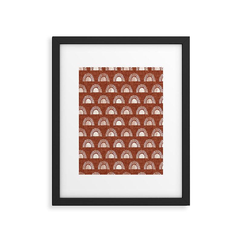 block print suns on rust Framed Art Print Gallery Image 4
