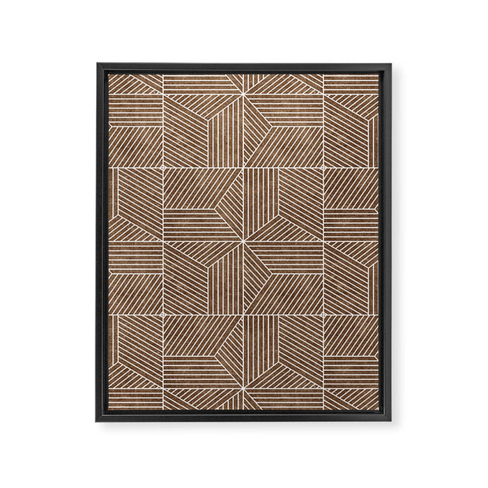 bohemian geometric tiles - brown Framed Canvas Print Gallery Image 1