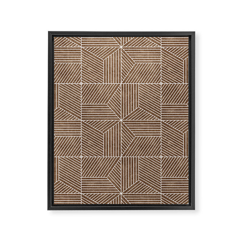 bohemian geometric tiles - brown Framed Canvas Print Gallery Image 8