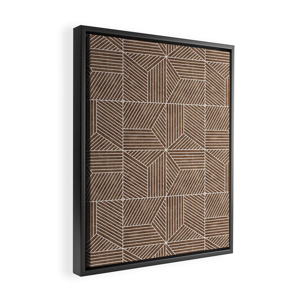 bohemian geometric tiles - brown Framed Canvas Print Gallery Image 2