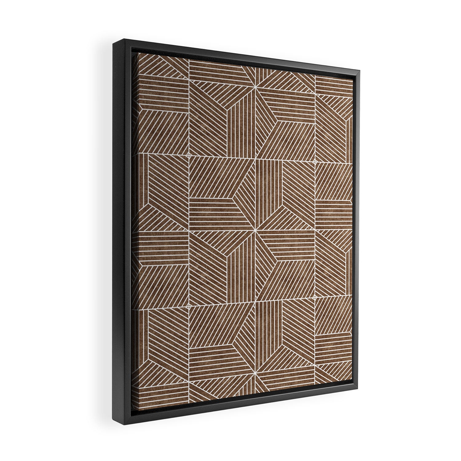 bohemian geometric tiles - brown Framed Canvas Print Gallery Image 2
