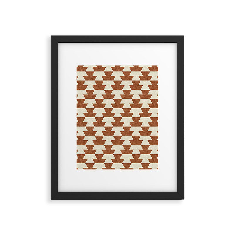 boho geometric aztec in ginger Framed Art Print Gallery Image 4