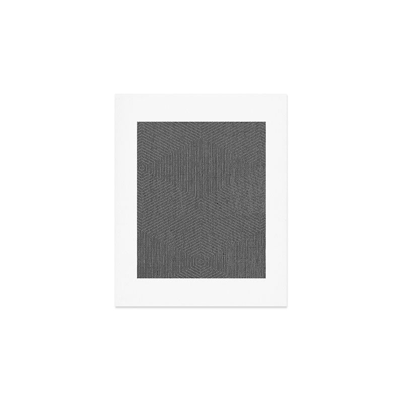 boho hexagon stripes - charcoal Art Print Gallery Image 1