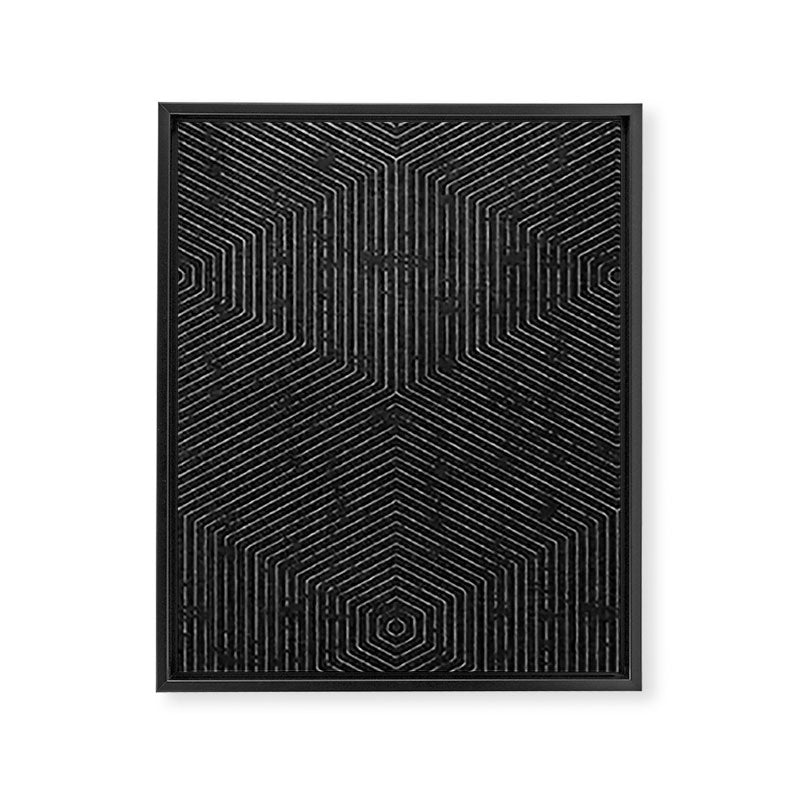 boho hexagon stripes - charcoal Framed Canvas Print Gallery Image 8