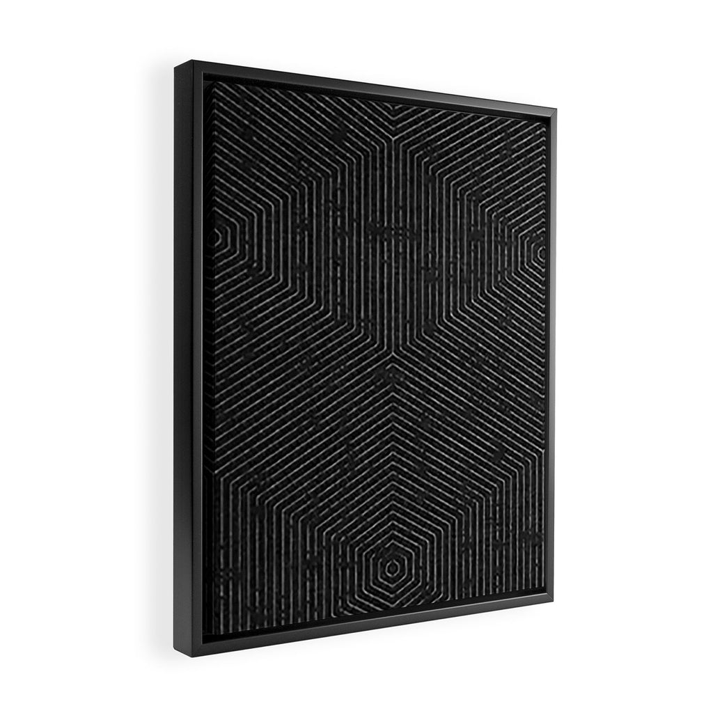 boho hexagon stripes - charcoal Framed Canvas Print Gallery Image 2