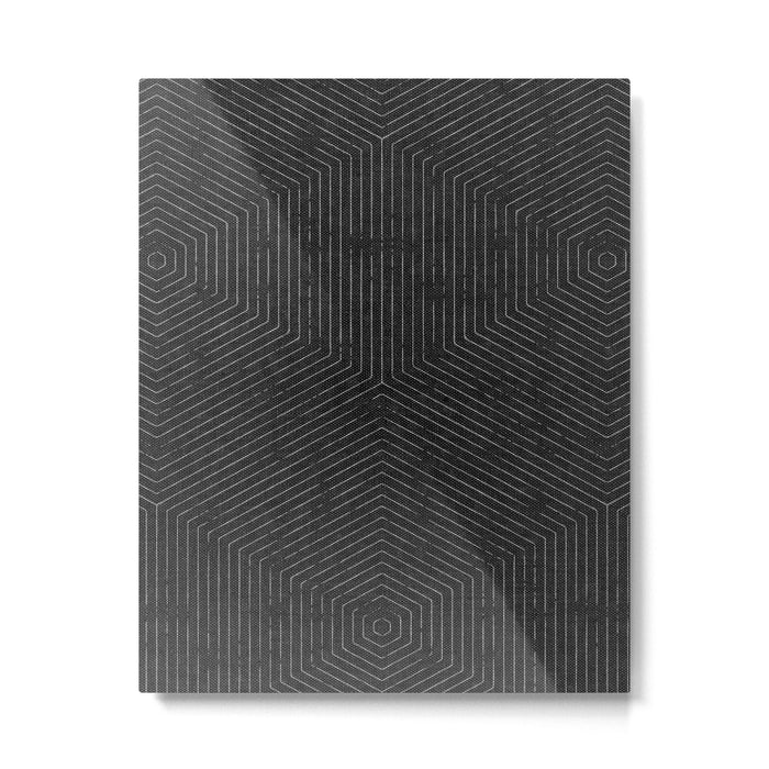 boho hexagon stripes - charcoal Metal Print Gallery Image 1