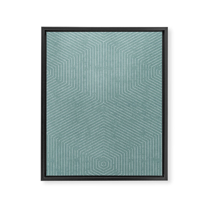 boho hexagon stripes - dusty blue Framed Canvas Print Gallery Image 1