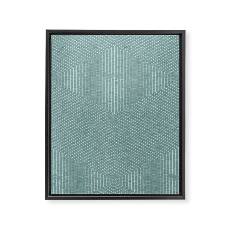 boho hexagon stripes - dusty blue Framed Canvas Print Gallery Image 8