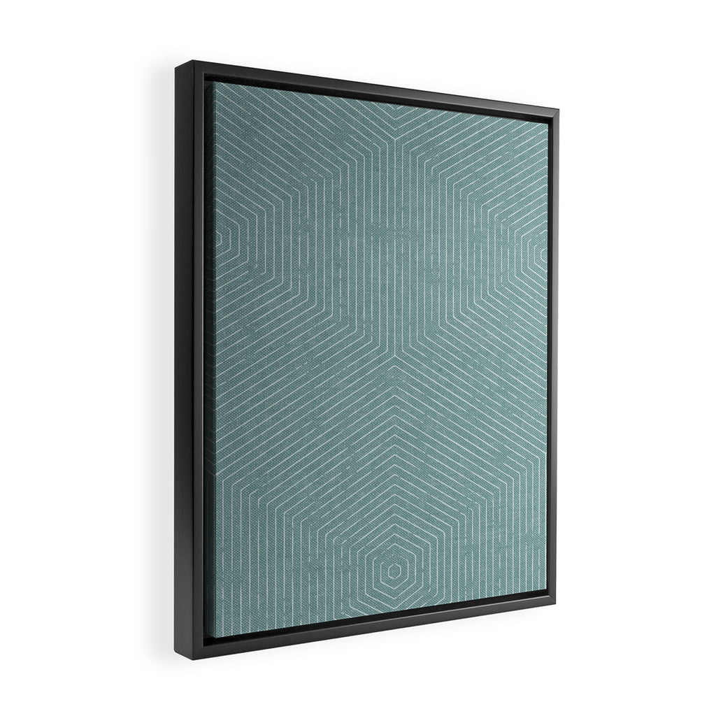 boho hexagon stripes - dusty blue Framed Canvas Print Gallery Image 2