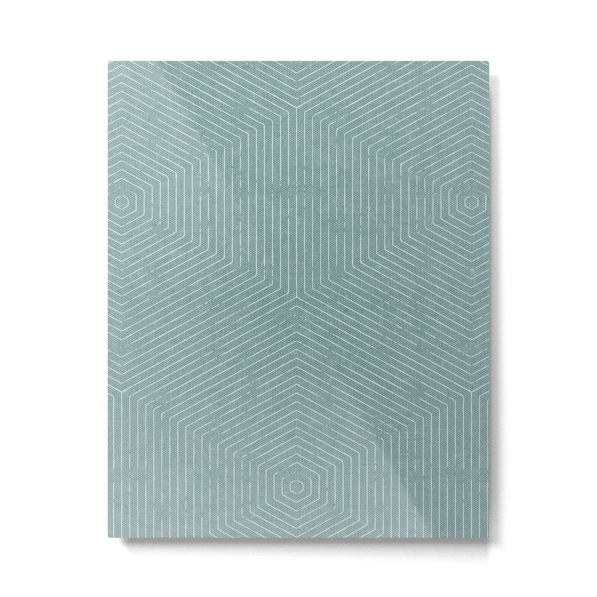 boho hexagon stripes - dusty blue Metal Print Gallery Image 6