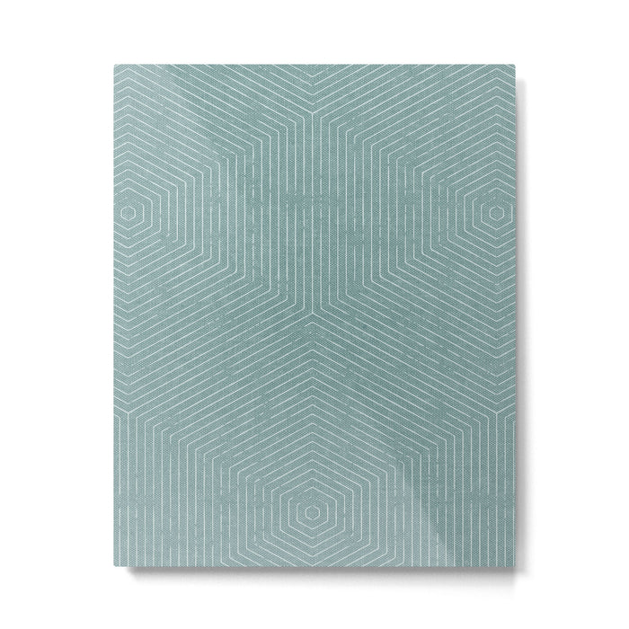 boho hexagon stripes - dusty blue Metal Print Gallery Image 1