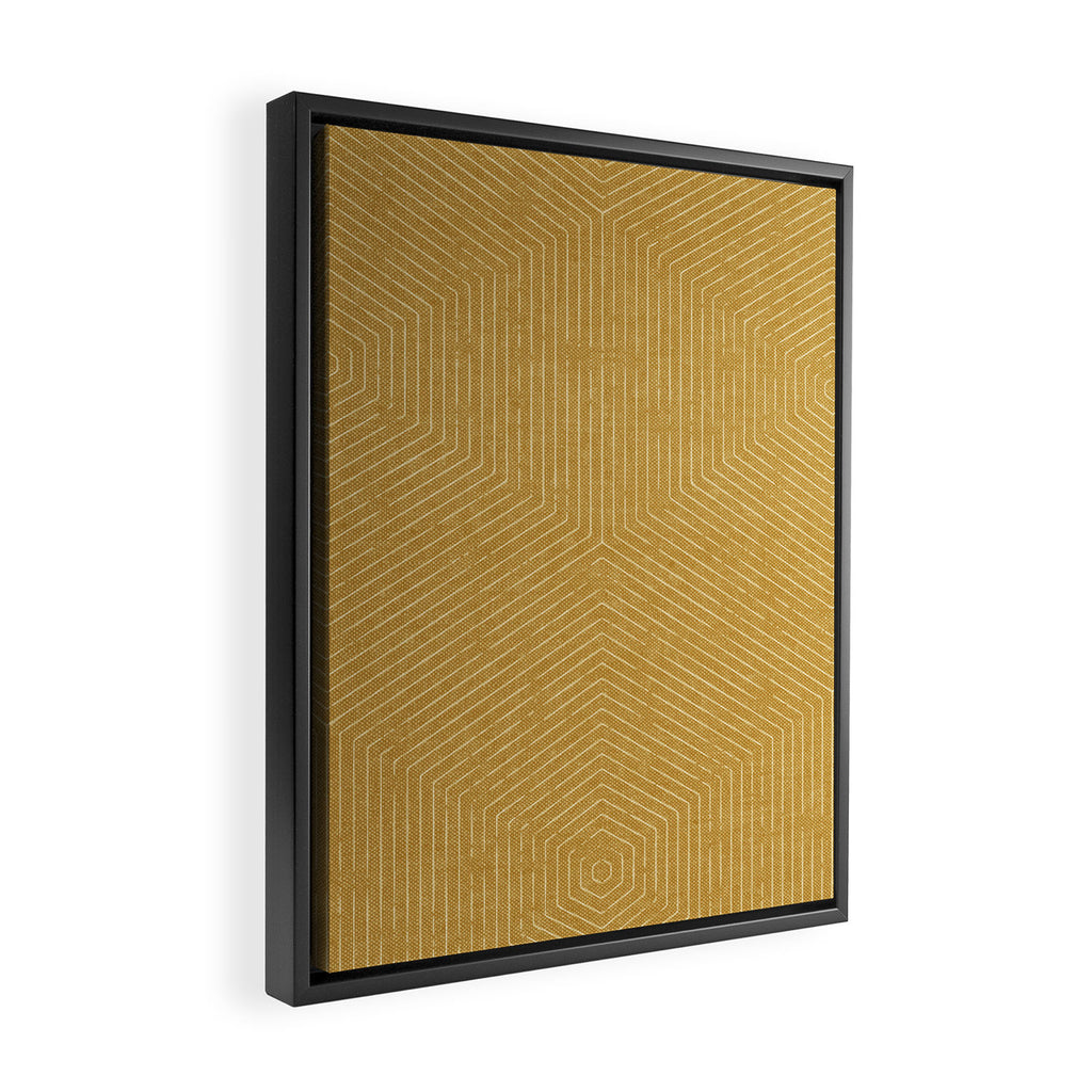 boho hexagon stripes - mustard Framed Canvas Print Gallery Image 2