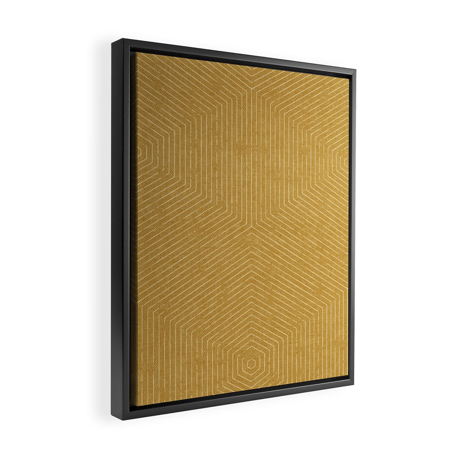 boho hexagon stripes - mustard Framed Canvas Print Gallery Image 2