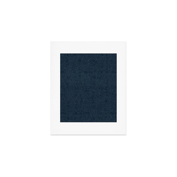 boho hexagon stripes - navy Art Print Gallery Image 1