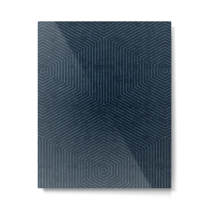 boho hexagon stripes - navy Metal Print Gallery Image 1