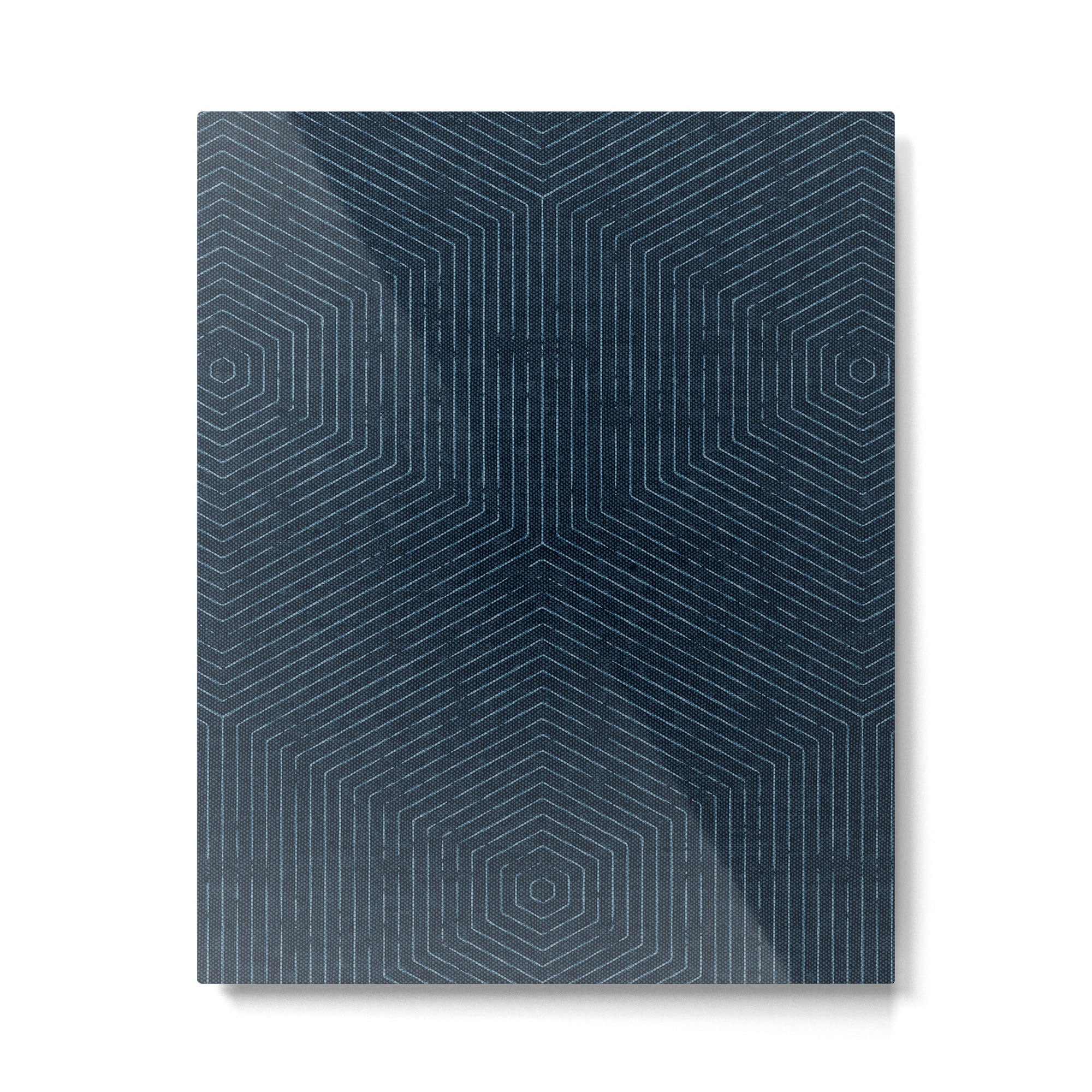 boho hexagon stripes - navy Metal Print Gallery Image 6