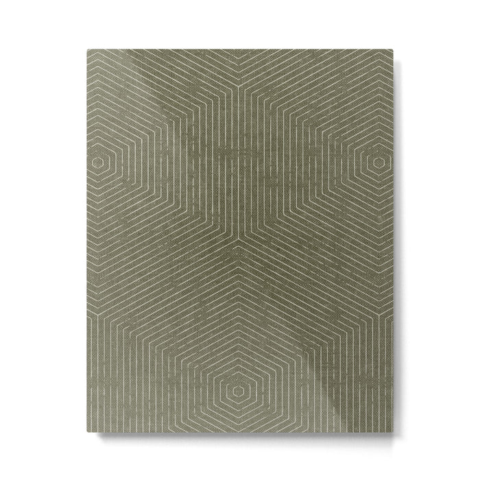 boho hexagon stripes - olive green Metal Print Gallery Image 1