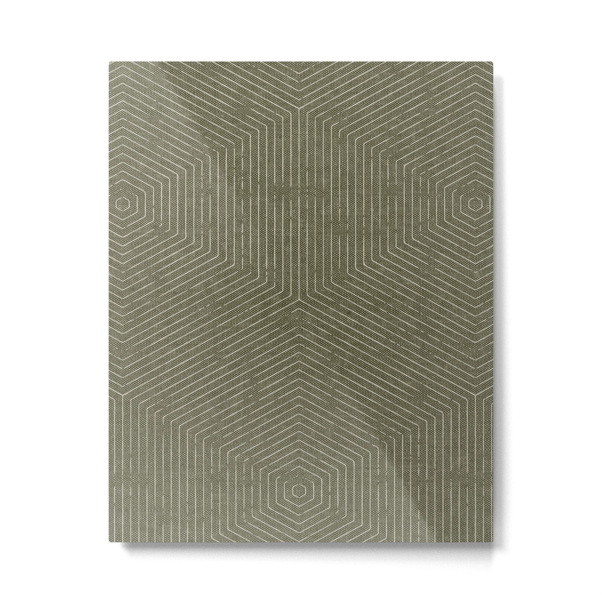 boho hexagon stripes - olive green Metal Print Gallery Image 6