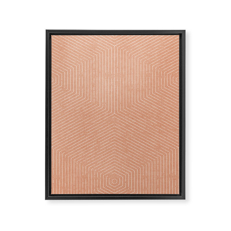 boho hexagon stripes - peach Framed Canvas Print Gallery Image 8